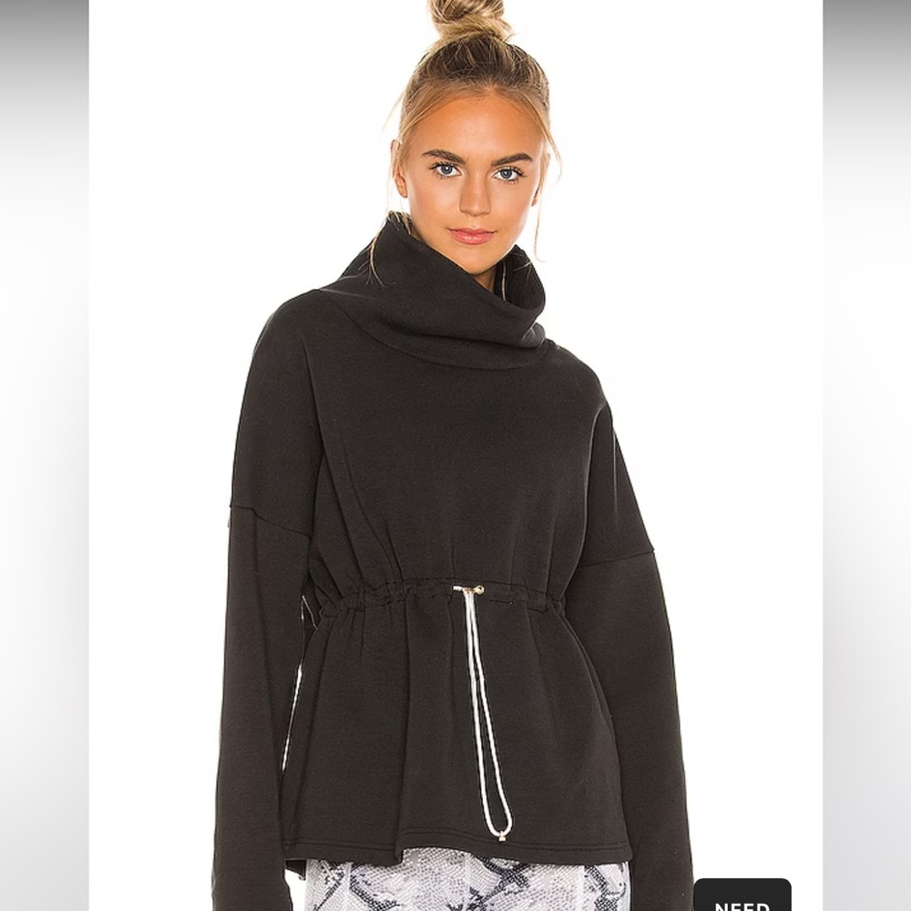 Varley Black Funnel Neck Drawstring Waist Sweatshirt